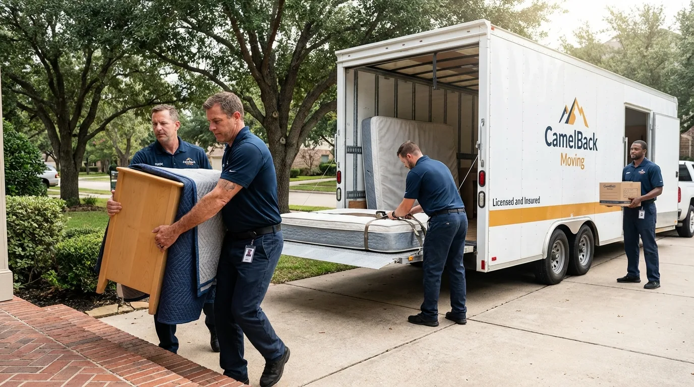 Crew loading residential truck for cross-state move from Durant, IA