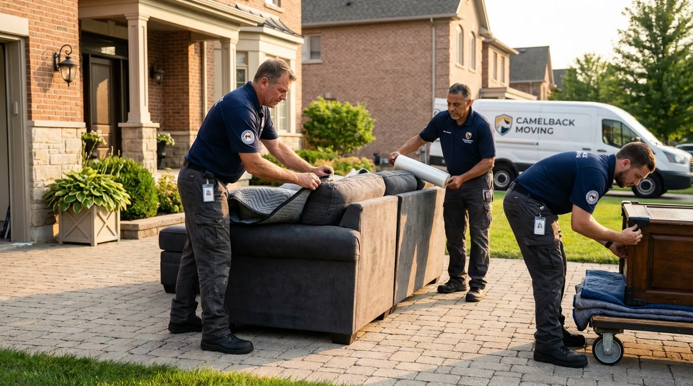 Large estate moving crew wrapping furniture in Durant, IA