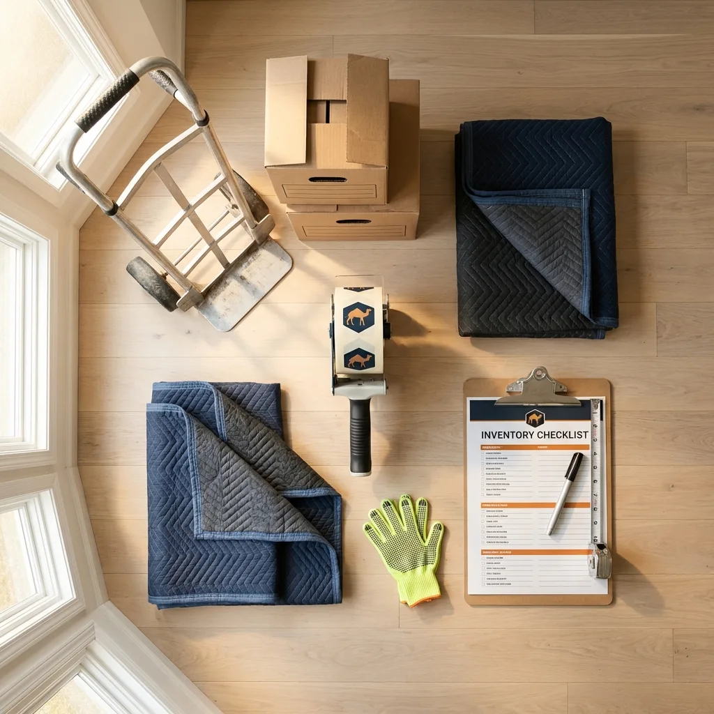 Professional moving supplies and packing materials layout for Durant residential relocations